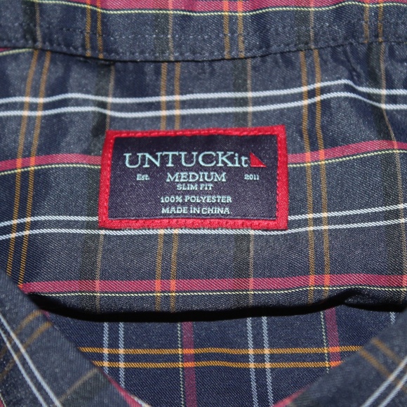 NEW UNTUCKit Valencay Performance Long Sleeve Plaid Button Down Shirt Sz M Slim - Picture 2 of 7